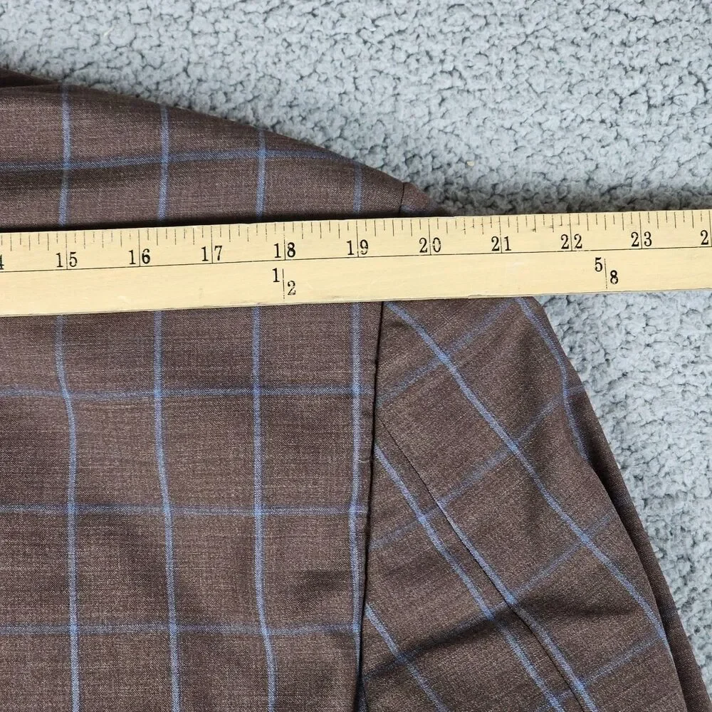 Samuelsohn Sport Coat Blazer Mens 42L Brown Greenwich Italian Wool Windowpane